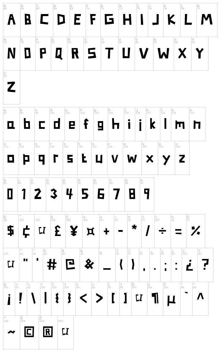 Somerset Barnyard font map